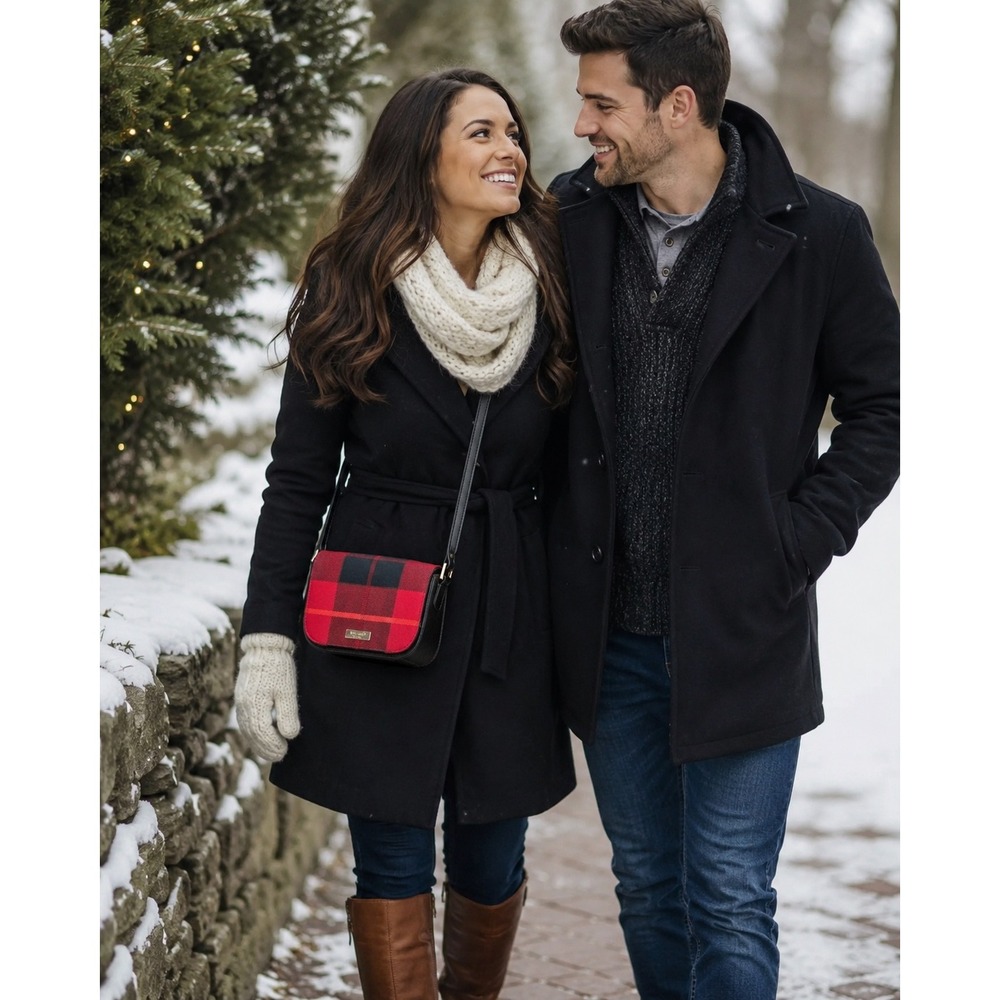 Kate Spade Bag Newbury Lane Red Black Buffalo Plaid Checked Lumberjack Crossbody
